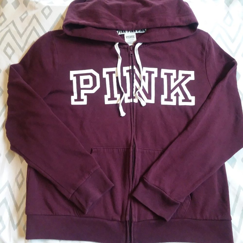 PINK Victoria's Secret Full Zip hoodie Maroon